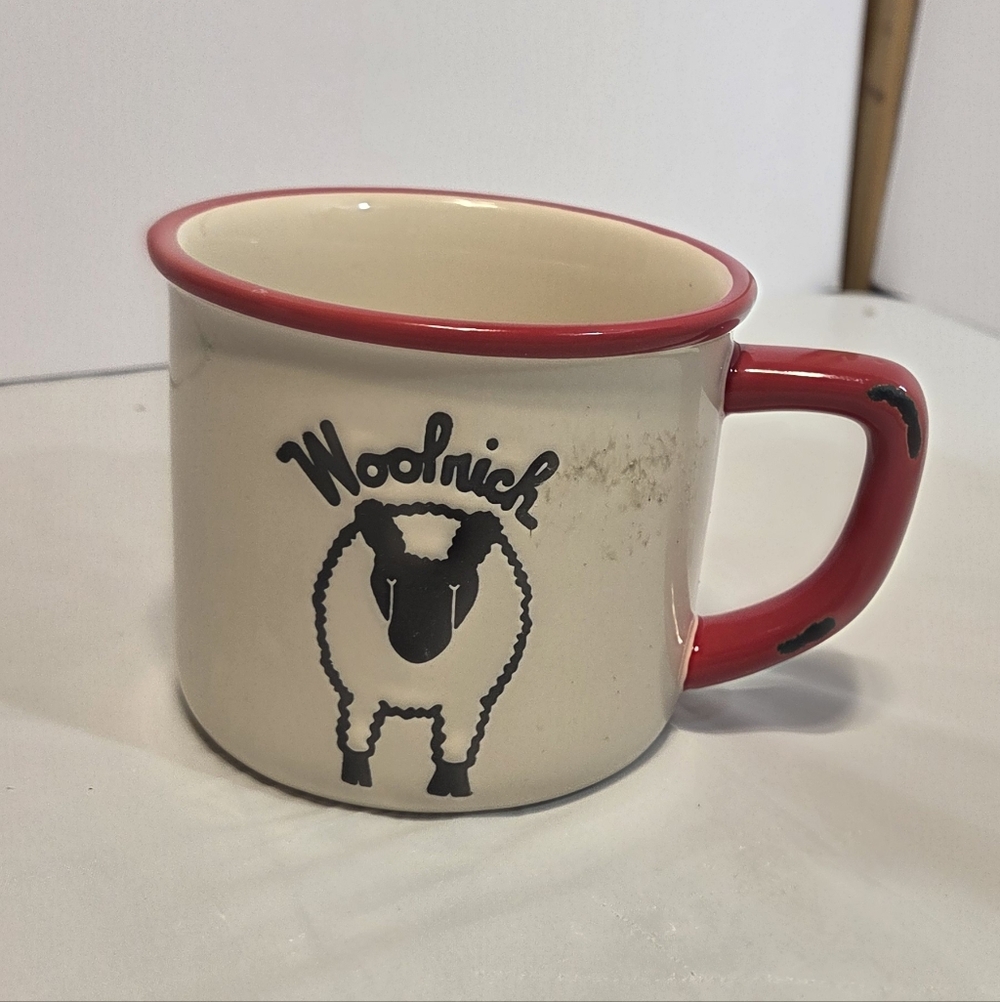 Woolrich Cream Mug with Red Rim and Handle